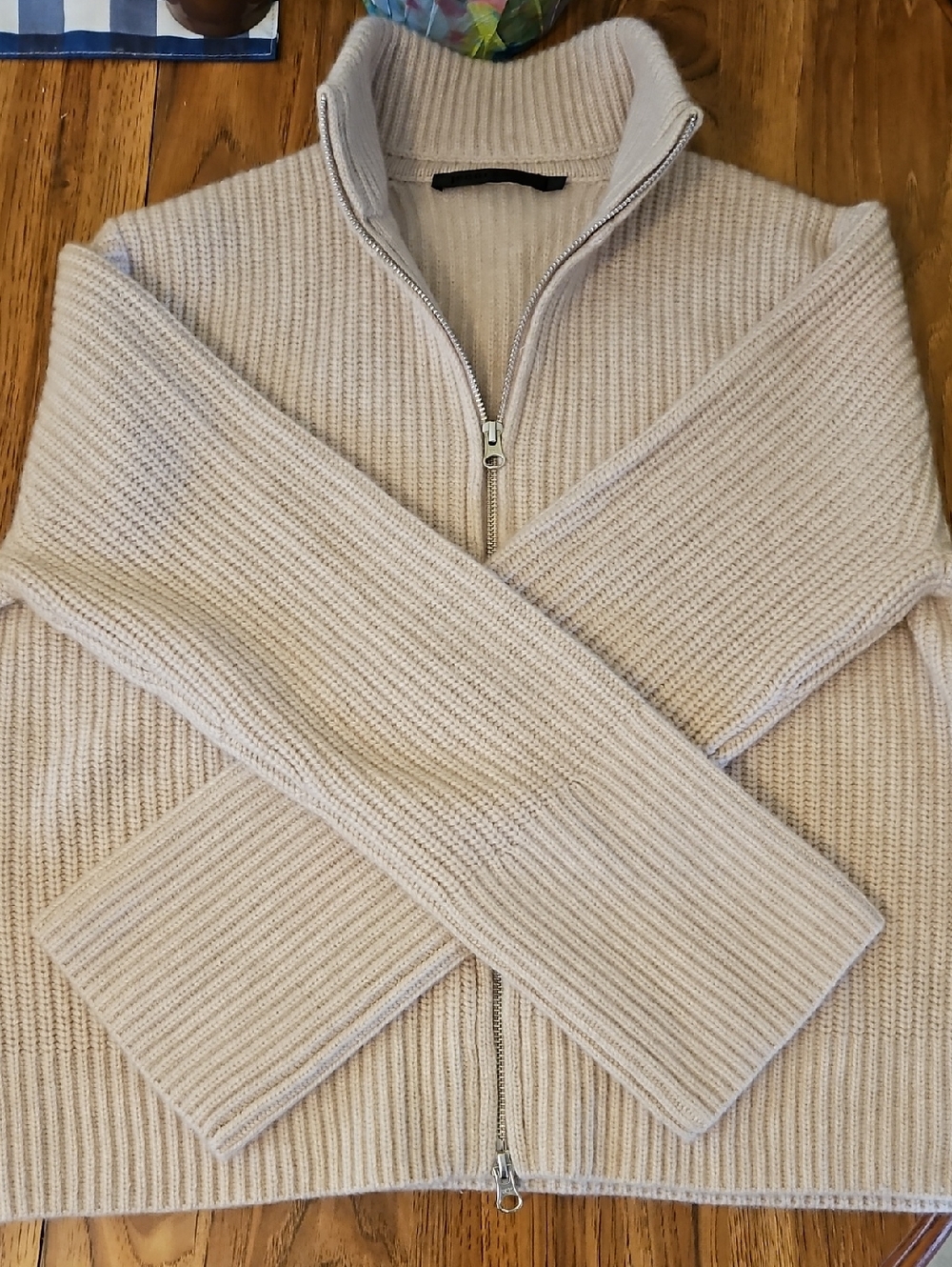 NWOT Jenni Kayne Boyd Cashmere Sweater In Oatmeal Small-XS Full-zip - Picture 3 of 14